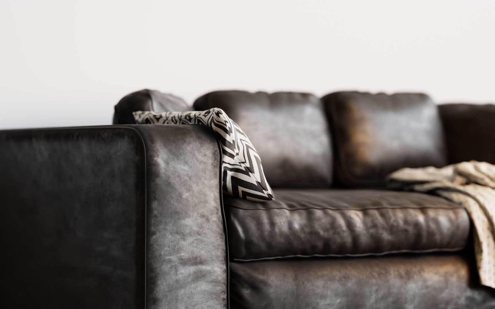 Leather Studio Sofa 3D model- EEVEE, Cycles preview image 2